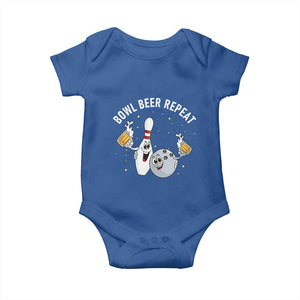 Funny Bowling Beer Lover Gift Baby Onesie Bowl Beer Repeat TS12 Royal Blue Print Your Wear