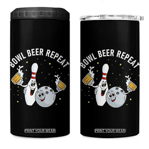Funny Bowling Beer Lover Gift 4 in 1 Can Cooler Tumbler Bowl Beer Repeat TS12 One Size: 16 oz Black Print Your Wear
