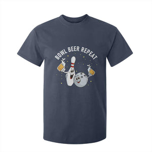 Funny Bowling Beer Lover Gift T Shirt For Kid Bowl Beer Repeat TS12 Navy Print Your Wear