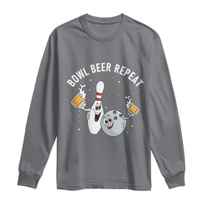 Funny Bowling Beer Lover Gift Long Sleeve Shirt Bowl Beer Repeat TS12 Charcoal Print Your Wear