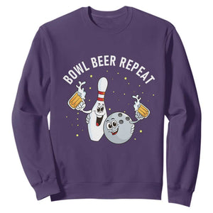 Funny Bowling Beer Lover Gift Sweatshirt Bowl Beer Repeat TS12 Purple Print Your Wear