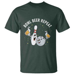 Funny Bowling Beer Lover Gift T Shirt Bowl Beer Repeat TS12 Dark Forest Green Print Your Wear