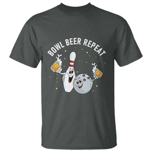 Funny Bowling Beer Lover Gift T Shirt Bowl Beer Repeat TS12 Dark Heather Print Your Wear