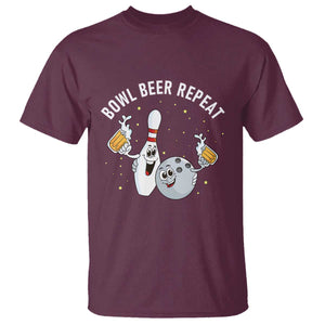 Funny Bowling Beer Lover Gift T Shirt Bowl Beer Repeat TS12 Maroon Print Your Wear