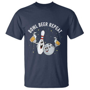 Funny Bowling Beer Lover Gift T Shirt Bowl Beer Repeat TS12 Navy Print Your Wear