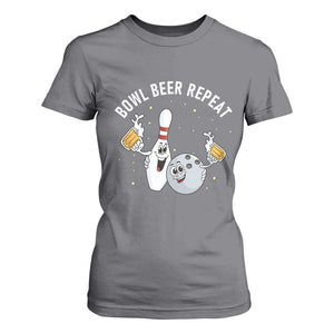 Funny Bowling Beer Lover Gift T Shirt For Women Bowl Beer Repeat TS12 Charcoal Print Your Wear