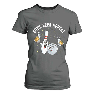 Funny Bowling Beer Lover Gift T Shirt For Women Bowl Beer Repeat TS12 Dark Heather Print Your Wear