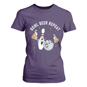 Funny Bowling Beer Lover Gift T Shirt For Women Bowl Beer Repeat TS12 Purple Print Your Wear