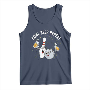 Funny Bowling Beer Lover Gift Tank Top Bowl Beer Repeat TS12 Navy Print Your Wear