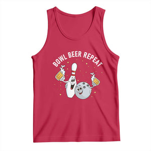 Funny Bowling Beer Lover Gift Tank Top Bowl Beer Repeat TS12 Red Print Your Wear