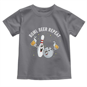 Funny Bowling Beer Lover Gift Toddler T Shirt Bowl Beer Repeat TS12 Charcoal Print Your Wear