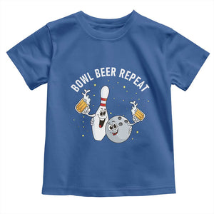 Funny Bowling Beer Lover Gift Toddler T Shirt Bowl Beer Repeat TS12 Royal Blue Print Your Wear