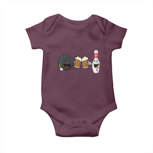 Funny Bowling And Beer Lover Gift Baby Onesie TS12 Maroon Print Your Wear