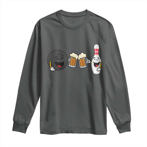 Funny Bowling And Beer Lover Gift Long Sleeve Shirt TS12 Dark Heather Print Your Wear