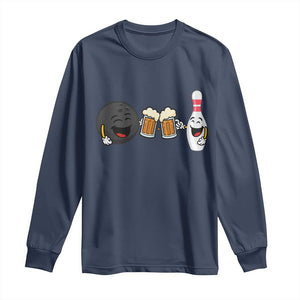 Funny Bowling And Beer Lover Gift Long Sleeve Shirt TS12 Navy Print Your Wear