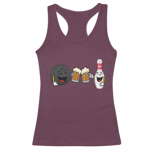 Funny Bowling And Beer Lover Gift Racerback Tank Top TS12 Maroon Print Your Wear