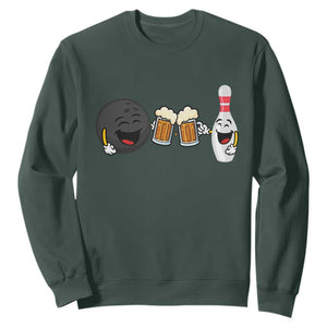 Funny Bowling And Beer Lover Gift Sweatshirt TS12 Dark Forest Green Print Your Wear