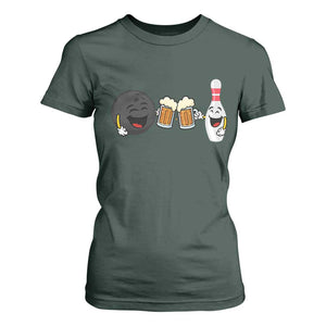 Funny Bowling And Beer Lover Gift T Shirt For Women TS12 Dark Forest Green Print Your Wear