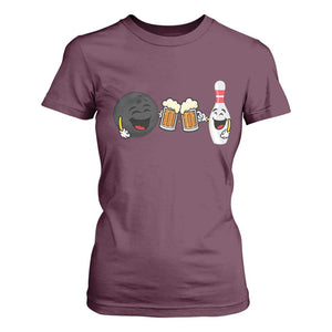 Funny Bowling And Beer Lover Gift T Shirt For Women TS12 Maroon Print Your Wear