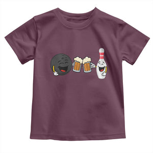 Funny Bowling And Beer Lover Gift Toddler T Shirt TS12 Maroon Print Your Wear