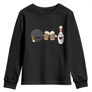 Funny Bowling And Beer Lover Gift Youth Sweatshirt TS12 Black Print Your Wear