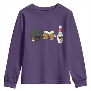 Funny Bowling And Beer Lover Gift Youth Sweatshirt TS12 Purple Print Your Wear