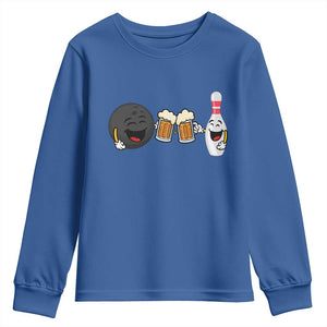 Funny Bowling And Beer Lover Gift Youth Sweatshirt TS12 Royal Blue Print Your Wear
