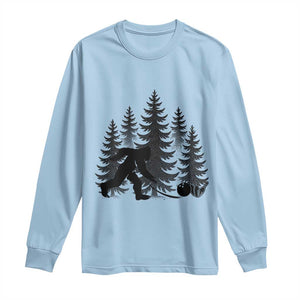 Funny Bigfoot Bowler Long Sleeve Shirt Bowling Strike Sports Lover Gift TS12 Light Blue Print Your Wear