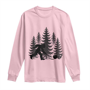 Funny Bigfoot Bowler Long Sleeve Shirt Bowling Strike Sports Lover Gift TS12 Light Pink Print Your Wear