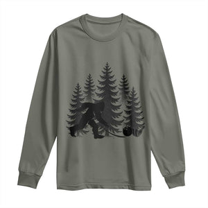 Funny Bigfoot Bowler Long Sleeve Shirt Bowling Strike Sports Lover Gift TS12 Military Green Print Your Wear