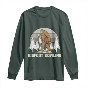 Funny Bigfoot Bowling Long Sleeve Shirt Gift For Bowler TS12 Dark Forest Green Print Your Wear