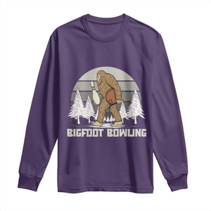 Funny Bigfoot Bowling Long Sleeve Shirt Gift For Bowler TS12 Purple Print Your Wear