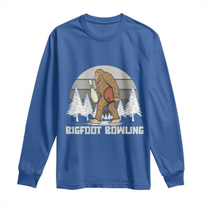 Funny Bigfoot Bowling Long Sleeve Shirt Gift For Bowler TS12 Royal Blue Print Your Wear