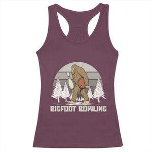 Funny Bigfoot Bowling Racerback Tank Top Gift For Bowler TS12 Maroon Print Your Wear