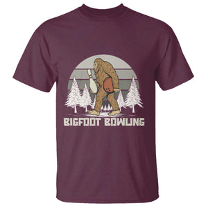 Funny Bigfoot Bowling T Shirt Gift For Bowler TS12 Maroon Print Your Wear