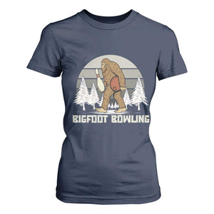 Funny Bigfoot Bowling T Shirt For Women Gift For Bowler TS12 Navy Print Your Wear