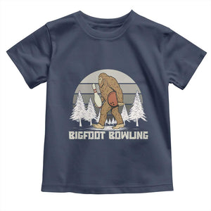 Funny Bigfoot Bowling Toddler T Shirt Gift For Bowler TS12 Navy Print Your Wear