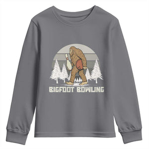 Funny Bigfoot Bowling Youth Sweatshirt Gift For Bowler TS12 Charcoal Print Your Wear
