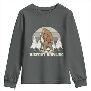 Funny Bigfoot Bowling Youth Sweatshirt Gift For Bowler TS12 Dark Heather Print Your Wear