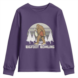 Funny Bigfoot Bowling Youth Sweatshirt Gift For Bowler TS12 Purple Print Your Wear
