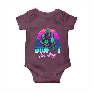 Funny Bigfoot Bowling Vaporwave Gift Baby Onesie TS12 Maroon Print Your Wear