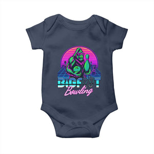 Funny Bigfoot Bowling Vaporwave Gift Baby Onesie TS12 Navy Print Your Wear