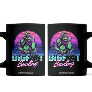 Funny Bigfoot Bowling Vaporwave Gift Coffee Mug TS12 Black Print Your Wear
