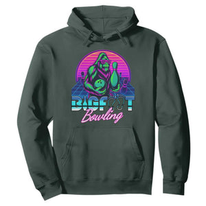 Funny Bigfoot Bowling Vaporwave Gift Hoodie TS12 Dark Forest Green Print Your Wear
