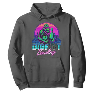 Funny Bigfoot Bowling Vaporwave Gift Hoodie TS12 Dark Heather Print Your Wear
