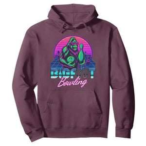 Funny Bigfoot Bowling Vaporwave Gift Hoodie TS12 Maroon Print Your Wear