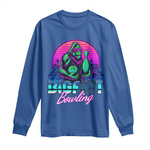 Funny Bigfoot Bowling Vaporwave Gift Long Sleeve Shirt TS12 Royal Blue Print Your Wear