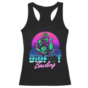 Funny Bigfoot Bowling Vaporwave Gift Racerback Tank Top TS12 Black Print Your Wear