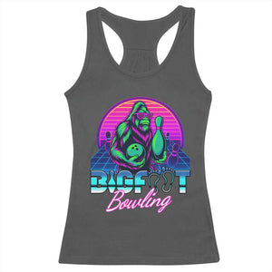 Funny Bigfoot Bowling Vaporwave Gift Racerback Tank Top TS12 Dark Heather Print Your Wear