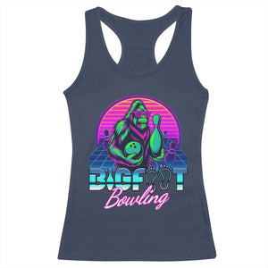 Funny Bigfoot Bowling Vaporwave Gift Racerback Tank Top TS12 Navy Print Your Wear